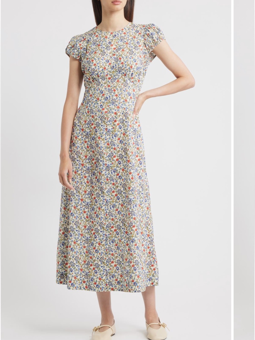 Doen Rhodiq Floral-print Organic Cotton-voile midi dress